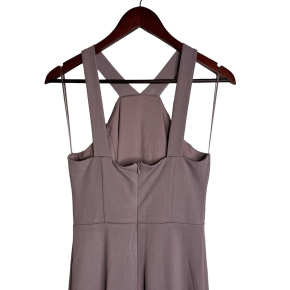 Birdy Grey Gene Dress Dark Mauve Halter Maxi Floor Length Slit Lined Medium - Picture 6 of 12